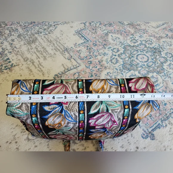 Vintage Christian Dior Floral Print Multi Color Zip Around Bag NWT Designer Boho - Picture 7 of 16